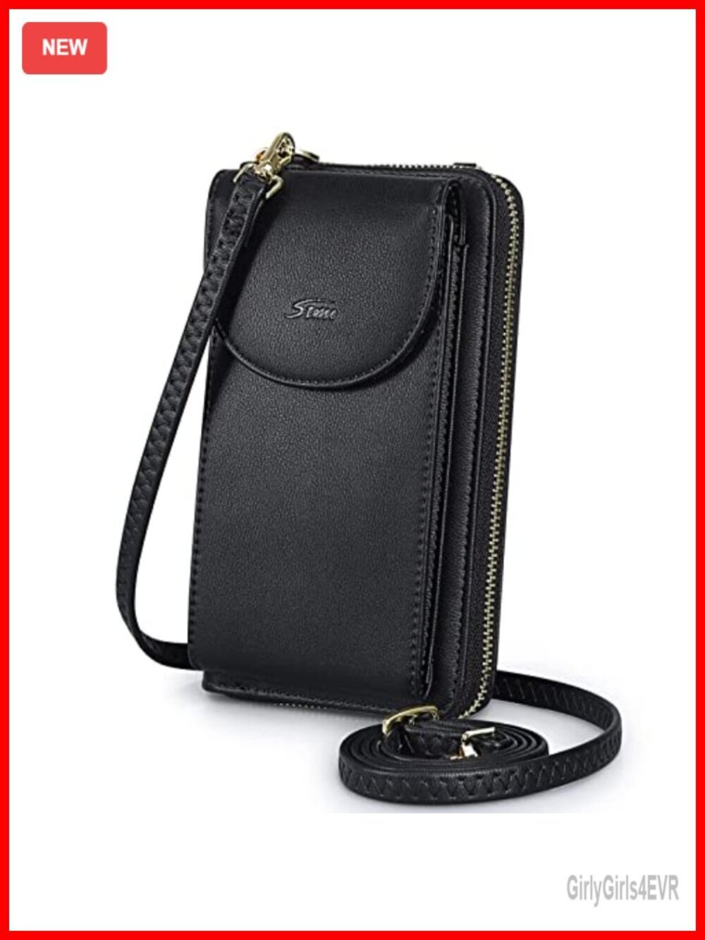 RFID Blocking PU Leather Crossbody Bag with Card Slots